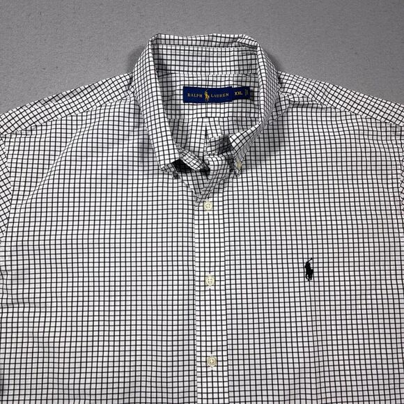 Polo Ralph Lauren Shirt Men XXL Long Sleeve Check White Green Casual Button Up‎ - Picture 3 of 12